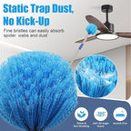 Cobweb Duster with Extension Pole - 10 FT Lightweight Stainless Steel Extendable Duster Ceiling Fan Duster for High Ceilings, Medium Stiff PET Bristle Spider Web Brush for Indoor/Outdoor Cleaning