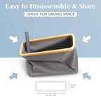 LONBET Toilet Paper Storage for 12 Rolls, Stackable & Foldable - The Ultimate Bathroom Organizer - Waterproof Basket with Bamboo Lid - Elegant Toilet Paper Storage Holder, Gray