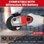 Cordless Angle Grinder Compatible with Milwaukee 18V Battery (NO BATTERY), 4-1/2 Inch Angle Grinder Power Tool with Spanner, 3 Variable Speed, MAX 8500 RPM, Brushless Motor
