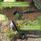 INFLATION Heavy Duty Metal Gardening Weed Puller Tool 4 Tines Prong 2-in-1 Herb Stripper Yard Rake for Women Kids Men Garden Grandpas Weeder 32-62 inch Long Adjustable Handle