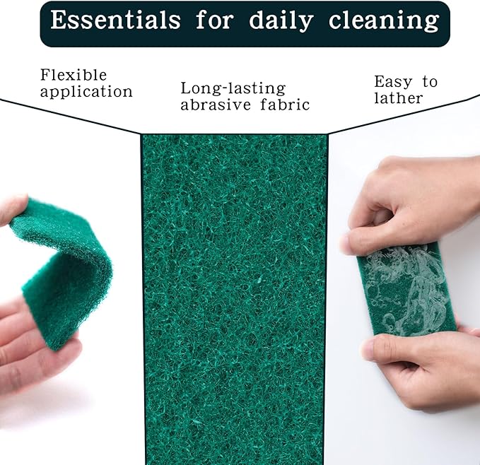 120 Pcs Heavy Duty Scouring Pads 4.3 x 3 x 0.3 in Non Scratch Household Scrub Pads Bulk Green Reusable Pan Scrubber Multipurpose Anti Grease Scrubbing Pads for Kitchen Dish Supplies