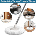 6 Pack Mop Heads Replacements, Compatible with FunClean Spin Mop & RinseWise Mop Bucket, Microfiber Spin Mop Head Refill Cleaning Supplie for Home Industrial and Commercial Use