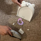 Small Broom and Dustpan Set Mini Hand Broom and Brush Set Handheld Broom and Dust Pan Set - Cute Bear Design, Compact Cleaning Tool for Desktop Countertop Table Windowsill Home Kitchen