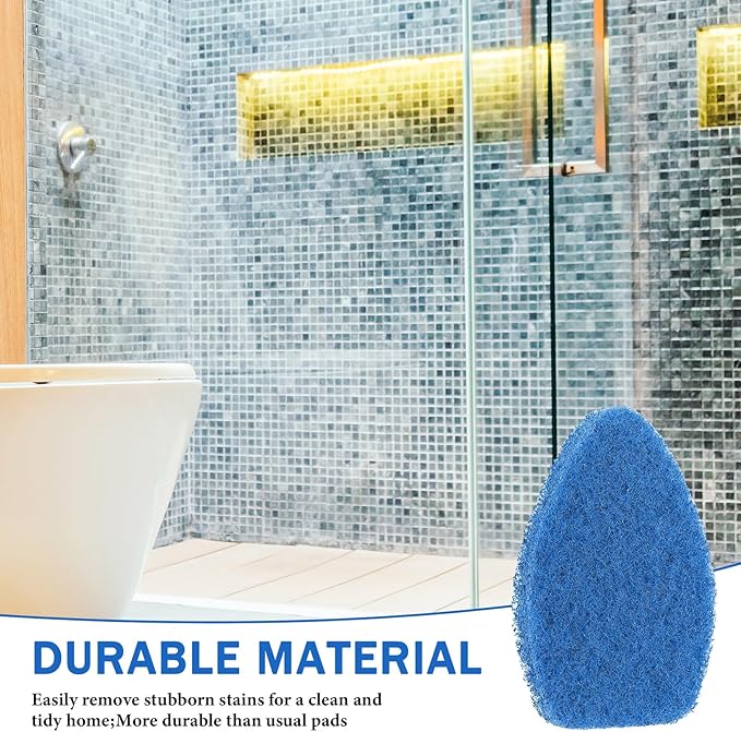 Baderke 4 Pcs Tub Tile Scrubber Cleaning Brush Pads (Without Handle) Compatible with Qaestfy Non-Scratch Scouring Pads Scrub Brush for Shower Bathroom Buildup Toilet Wall Floor (Blue)