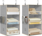 STORAGE MANIAC 6-Shelf Hanging Closet Organizer and Storage, 2 Separable 3-Shelf Haning Organizers for Closet, Collapsible Hanging Shelves Wardrobe Organization, College Dorm Room, Nursery, Gray