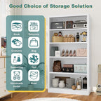 Heavy-Duty Steel Open Storage Cabinet with Adjustable Shelves, 5-Tier Shelving Unit, Easy Assembly Freestanding Organizer for Pantry,Office, Living Room,Bookshelf(White, 5 Tier-55"H x 27.6"W x 11.8"D)