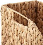 Casafield Set of 2 Water Hyacinth Pantry Baskets with Handles - Natural, Woven Storage Bin Organizers for Kitchen Shelves, Medium and Large Sizes