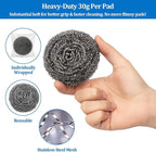 Steel Wool Scrubber Heavy-Duty Stainless Steel Scrubber Pads for Pots, Pans, Grills, and Stovetops 1.06oz, Ideal for Home and Commercial Use (12-Pack)