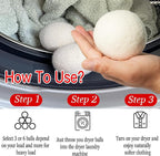 White Dryer Balls XL Laundry Balls Reusable Anti Static, 6 Pcs Lint Balls Remover for Dryer, Dryer Balls Natural Fabric Softener, Reduce Clothes Wrinkles and Saving Drying Time (White 6 Pcs)