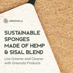 Greenzla Kitchen Sponges, Odor Free Plant-Based Dish Sponges, Non-Scratch Sisal Hemp Scouring Pads for Dishes, Countertops, Bathtubs, and Tiles, 6 Pack