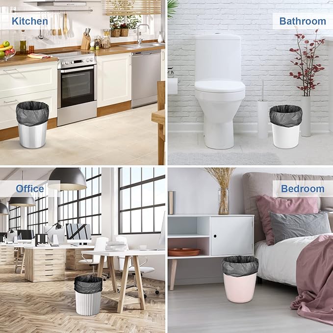 Small Trash Bags 3-5 Gallon, Inwaysin 200 Count Small Bathroom Trash Bags Black, Strong Small For Garbage, 4 Gallon Biodegradable, Unscented, Size Expanded for Kitchen