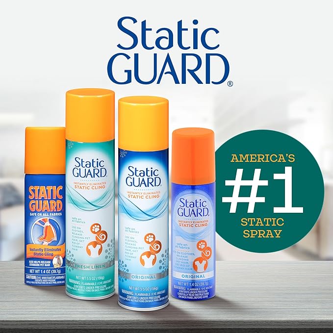 Static Guard Fabric Spray, Fresh Linen Scent, 1.4 Ounce Can