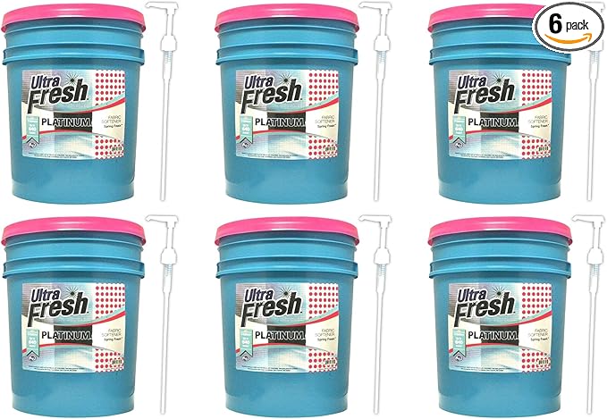 Ultra Fresh Platinum 5 Gallon Spring Fresh Scented Fabric Softener Liquid with Pump for Easy Dispensing for Up to 640 Laundry Loads (6 Pack)