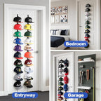 Aoodaily Hat Rack for Door - Two-Way Hanging Caps with Display Hooks and Hanger, Hat Organizer for Baseball Caps, Over the Door Hat Storage Organizer for Bedroom, Entrance or Garage Doors - 1 Pack