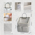 4pcs Wall Hanging Storage Bag,Wall Hanging Organizer bags with Pockets, Wall Organizer Storage for Dormitory Bathroom Bedroom (Grey-upgraded)