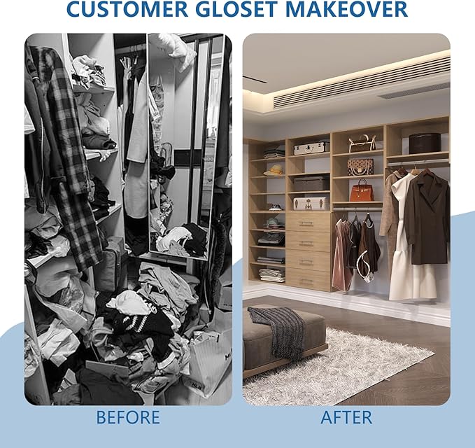 MODCART Short Tower Closet Unit, Modular Closet System, Wood Closet System Organizer with Storage for Walk In Closets, Clothing Rack Wardrobe for Hanging Clothes, Bedroom, Wood, 25.5"W