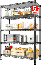 REIBII 5-Tire Storage Shelves, Wire Shelving Load 1000LBS Metal Shelves for Storage Adjustable Garage Shelving Unit Wire Shelf Rack Kitchen Storage Rack Pantry Shelves 31.5''W x 15.7'' D x 71''H