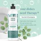Therapy Clean Dish Soap, 100% Natural Fragrance, Plant-Based Dishwashing Liquid (Sea Salt & Eucalyptus (Soothe & Calm), 16 oz (1-pack)