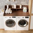 2-Tier Washer Dryer Countertop, Laundry Room Organization and Storage, 27.6" x 54" Wood Laundry Countertop for Washer and Dryer, Walnut