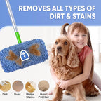 6 Pack Reusable Mop Pads Compatible with Swiffer Sweeper, Chenille Mop Refill Pads, Dry & Wet Mopping Cloths for Floor Cleaning -Blue