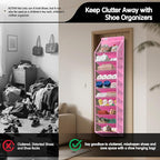 Kotkn 10 Tier Over The Door Organizer - Heavy Duty Hanging Storage Rack with Sturdy Oxford Fabric, Holds 20+ Pairs of Footwear, Boots & Sneakers, Saves 50% Closet Space! (Pink)