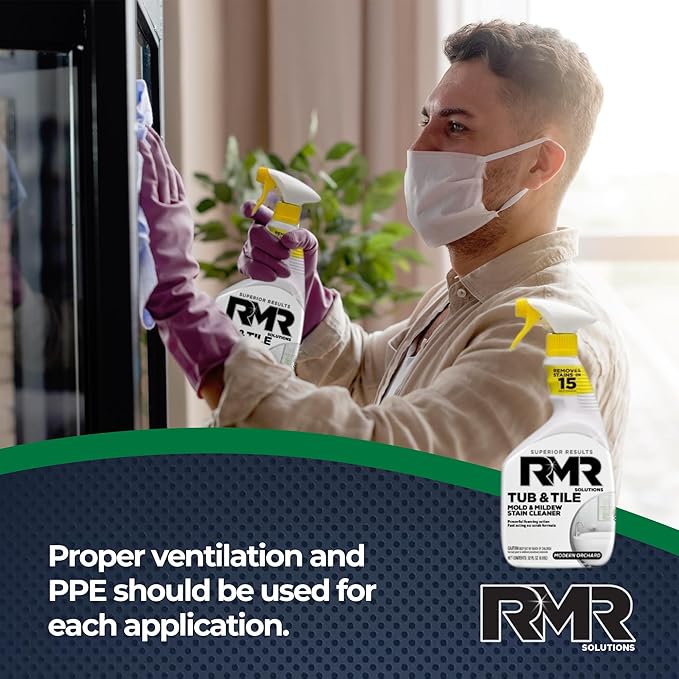 RMR - Tub and Tile Cleaner, Industrial-Strength, No-Scrub Foam Cleaner, Modern Orchard Scent, 30 Fl Oz