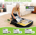 Vacuum Bags for Travel - USB Electric Pump, 18 Pack Carry-on Size Vacuum Seal Bags for Clothing - Space Saver Vacuum Storage Bags for Luggage, Travel Essentials.