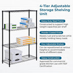 Honey-Can-Do 4-Tier Heavy-Duty Adjustable Shelves, Metal Storage Rack with 250-lb Shelf Capacity, Black, 14" W x 36" L x 54" H