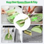 Dust Pan and Brush - Hand Broom Dustpan Set, Broom with Dustpan Como Set, Dustpan and Brush Set for Pet, Car, Dorm, Comping (Green)