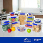 Sistema KLIP IT Food Storage Container, 7 L, Airtight & Stackable, BPA-Free, Clear with Blue Clips
