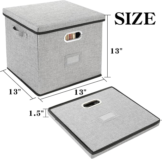 Vinyl Record Storage Box Hold 100+ 12" Albums Stackable LP Storage Bin with Lid Record Holder Protect Albums, CDs, Books, Magzine, Files