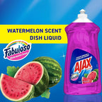 Ajax Ultra Liquid Dish Soap with Fabuloso Watermelon Scent, Fights Grease and Stuck-On Stains, Deep Cleaning Action, Mess-Free, Easy-Flip Cap, 52 fl oz Bottle (Pack of 2)