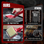 SHINESTAR Bristle-Free Griddle Cleaning Kit – BBQ Steam Grill Brush with 2 Replacement Heads & Scraper for Cast Iron & Stainless Steel Grates,Excellent Grill Tools, Red