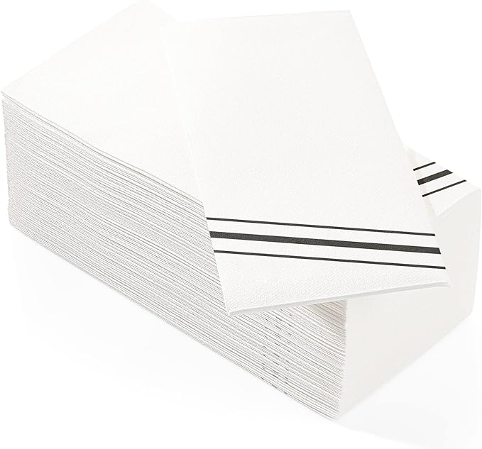 100 Pack Linen Feel Guest Paper Hand Towels | Disposable Super Absorbent Airlaid Paper Towels For Bathroom, Party, Weddings, Or Events | 12 x 17 Inches 1/6 Folded Decorative Design