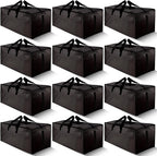 HOMESURE 12 Pack Large Strong Moving Bags with Zippers & Carrying Handles - Water-Resistant - Heavy Duty Storage Tote for Space Saving Moving Storage, Fold Flat, Alternative to Moving Box (Black)