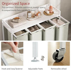 Herture Laundry Hamper with Shelf, Laundry Basket 4 Section, Laundry Sorter with Pull-Out Removable Large Bags and Movable Wheels, Metal Frame, 4 x 15.87 Gallons (60L), White PF07XLW