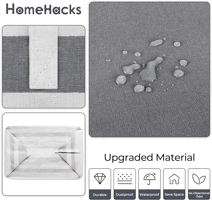 HomeHacks 2-Pack Large Laundry Basket, Waterproof, Freestanding Laundry Hamper, Collapsible Tall Clothes Hamper with Extended Handles for Clothes Toys in the Dorm and Family Gradient Grey, 88L