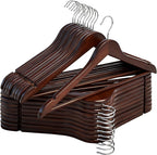 StorageWorks Wooden Hangers 20 Pack, Wood Coat Hangers for Closet, Heavy Duty Clothes Hangers for Suits, Shirts, Pants, Jackets, Walnut Color
