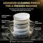 Washing Machine Cleaner Tablets XL – Heavy Duty Descaler and Deodorizer Tablets for HE Front Load and Top Load Washers – Powerful Washing Machine Cleaning Tablet – 12 XL Tablets, 1 Year Supply
