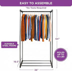 HOLDN’ STORAGE Portable Wardrobe Closet - 50 lb Capacity, Internal Heavy Duty Metal Rod, Zipper & Clear Window, Durable Clothes Organizer, Tool-Free Easy Assembly, Beige Canvas Cover