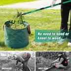 Weed Puller Tool Gardening Hand Weeding Tool with Long Handle 4 Steel Claws and Collapsible Trash Can for Lawn and Garden,Easily Remove Weeds Without Bending, Pulling,or Kneeling