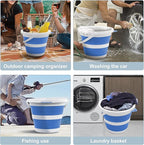Small Collapsible Bucket 1.3 Gal/5L, Space-Efficient, Portable Foldable Water Pail for Household, Outdoor Use, Car Wash, Camping, Fishing - Blue, Single Pack
