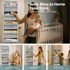 Sturdiness Over The Door Organizer, 5 Shelves & 8 Side Pockets,Anti Tilt Hanging Behind Door Storage, Heavy-Duty Reinforced Mesh Rack Holds 44lb for Bathroom,Pantry, Nursery,Closet, Shoes, Towels