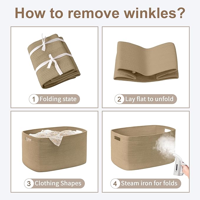 100L Extra Large Wicker Laundry Basket for Living Room Storage,Boho Woven Cotton Rope Baskets for Kids Toy,Gifts,Square Blanket Hamper for Bedroom Dirty Clothes,Jute