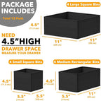 SpaceAid Drawer Organizer Clothes, 12 Pack Dresser Organizer Bins for Nursery, Closet Organization and Storage Dividers for Clothing, Baby Clothes, Underwears, Socks (Black)