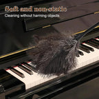 Natural Ostrich Feather Duster 14.9 inch Fluffy Mini Dusters with Plastic Handheld for Cleaning Car Keyboard Office 2 PCS