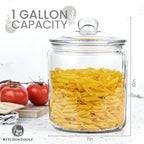 1 Gallon Glass Cookie Jar - Large Food Storage Container with Airtight Lid - Keep Fresh Flour, Chewy Pet Treats, Candy, Dried Foods, Detergent Pods for Your Kitchen or Laundry Room- Pack of 2