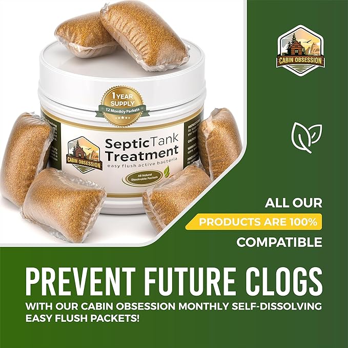 Septic System Drain Field Cleaner (32 oz) - Professional Strength Concentrated Shock Septic Treatment to Open Clogs in The Septic Leach and Drain Field - Prevent Backups and Overflows