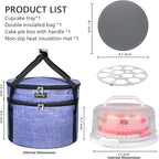 10 inch Round Cake Carrier Box with Lid and Handle, Transportation Insulated Bag for Cakes, Cupcakes and Pies, Triple Locking Design for Safe Transportation (Purple, 5.5 Inches High)