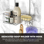 Epicano Anti-Swing Hanging Shower Caddy Stainless Steel 304, Over Head Shower Caddy Rustproof with hooks for Towels, Sponge and more, Chrome